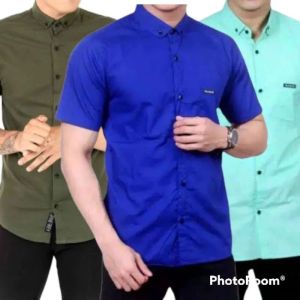 paket hemat 3 pcs 75 ribu kemeja polos lengan pendek pria dewasa katun