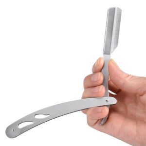 Stainless Steel Straight Razor Holder Antique Mens Manual Folding Shaver Holder Blades Not Included