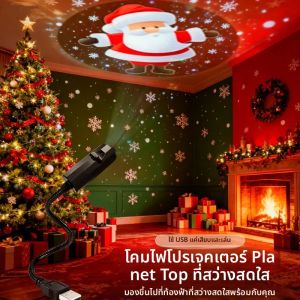 ไฟตกแต่งคริสต์มาสแบบหมุนได้ ไฟ LED โปรเจคเตอร์กลางคืนแบบ USB ลายมนุษย์หิมะ โปรเจคเตอร์ลายเปลี่ยนได้ ดีไซน์ตกแต่งเพดาน