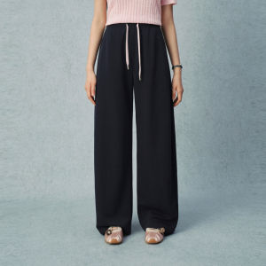 SEIFINI | Contrast Drawstring Draping Loose Slim Fit Match-All Leisure Pants