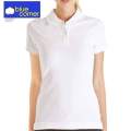 BLUE CORNER LADIES POLO SHIRT PLAIN WHITE COMFORT WEAR WITH COLLAR 100 % honeycomb  (adjust 1 size). 