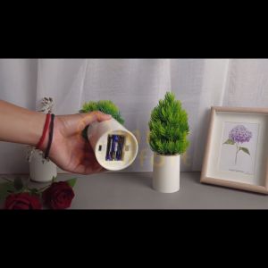 LED Pot Tanaman Bunga Hias Artifisial Indoor Plastik Batere AAA / AA