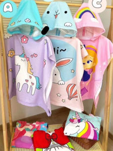 Hooded Childrens Bath Towel Robe Water Absorbent Quick Dry