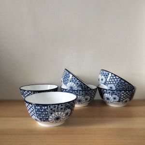 Set for 6pieces Soup bowl or Salad bowl size 4.5inches Rhyme blues Ceramic Porcelain