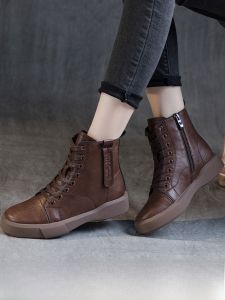 SHIPAILUO | Casual Style Martin Boots Womens Spring Short Thick Bottom Skin Knight Boots Versatile Female Shoes Comfortable Warm Rubber Sole