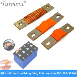 Đầu Nối Thanh Cái Bằng Đồng Linh Hoạt Turmera 12V Cho Pin Lifepo4 56mm/74mm Độ Dày 2mm 400A Dòng Điện 200Ah-320Ah Tương Thích