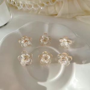 A32✨ 【Jepit Rambut Mini Poni】迷你闪钻花朵夹Temperament Super Fairy Clip | Diamond Flower Claw Clip 迷你ins刘海夹 气质 超仙 小抓夹 闪钻花朵夹