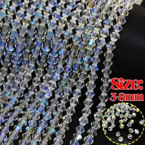 Different Sizes Clear Crystal AB Bicone Loose Glass Crafts Shiny Beads For Jewelry Making DIY Bracelet Necklace Bead Accessories