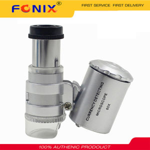 FONIX Handheld Magnifying Glass 60X Microscope Loupe Portable Pocket Magnifier UV Currency Detector Jeweler Magnifier With LED Light