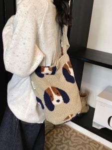 Lamb Fur Bucket Bag Womens Crossbody Shoulder Bag 2025 New Cute Lazy Style Commuter Plush Bag Soft Handbag Magnetic Buckle