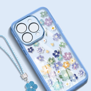 VRQR INS Phone Case For OPPO A78 4G 5G A79 A38 A18 A58 A60 A1X A2X A2 5G Blues Flower Colorful Personality Shell