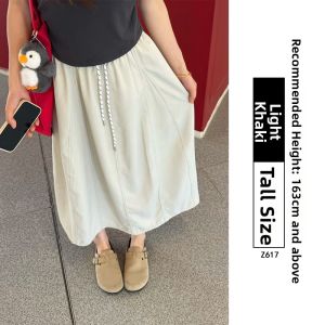 YAYANGREN | Beige Cargo Flattering Summer Umbrella Skirt Women