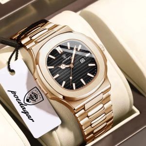 POEDAGAR | POEDAGAR Luxury Business Men Clock Luminous Waterproof Stainless Steel Man Wristwatch Date Creative Sports Quartz Mens Watches