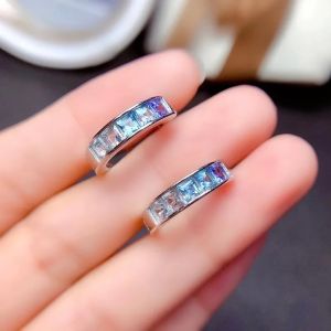Gradient Swiss Blue Topaz Imitation Stud Earrings Silver-plated Gemstone