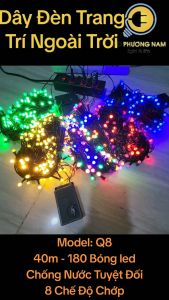 Dây Đèn Trang Trí NOEL - Tết - Sự Kiện Q8 Dài 40m - 180 Bóng Led Chống Nước Nhiều Chế Độ Chớp