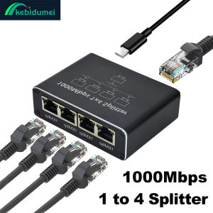 Kebidumei Gigabit Ethernet Splitter 1 to 2/3/4 1000Mbps RJ45 LAN Internet Splitter for Hub/Switch/Router/Set-Top Box/Digital TV