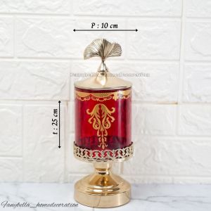 Toples Kaca Mewah Sultan Emas Merah Gold Lebaran Dekorasi Rumah