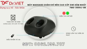 Máy massage chân khí nén cao cấp 3in1 kèm nhiệt FMS-360HJ-BK