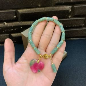 Bamboo Jade with Heart Agate and Bamboo Charm Bracelet