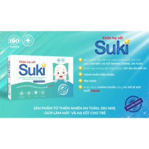Khăn hạ sốt Suki cao cấp – 25 khăn/hộp – Làm mát nhanh không cồn đạt chuẩn y tế cho trẻ sơ sinh