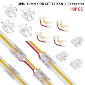 10PCS 3Pin CCT COB LED Strip Connector Free Welding L Shape LED Corner 10mm No Dark for COB Strip Light Fixed Clamps Mini Buckle