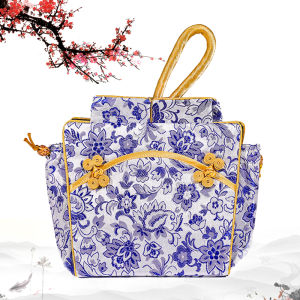 Exquisite Embroidered Silk Handbag Womens Traditional Chinese Cheongsam Drawstring Bag Portable Storage Pouch for International Gift