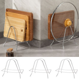 Convenient Multipurpose Standing Pot Lid Baking Tray Organizer Holder Stainless Steel Geometric Hollow Cutting Board Rack Kitchen Tool