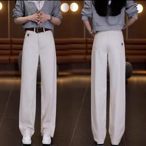 Yellow High Waist Wide Leg Jeans Womens Casual Loose Slimming Drapey Straight Cut Trousers Spring Summer New Style