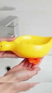 ที่วางสบู่ รูปทรงน้องเป็ด ระบายน้ําได้ ของใช้ในห้องน้ำ สีเหลือง สีขาว Soap dish