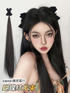 Princess Style Double Tail Female Butterfly Knot Hair Clip Extensions Long Hair Increase Volume Hair Bundles Hair Accessories