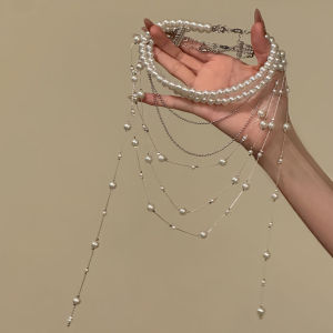 Original Design Long Pearl Necklace Layered Elegant Vintage Style Bone Chain Sensation Jewelry Accessory for All Gender