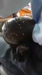 ซออู้ ไม้ชิงชัน รูปแบบกะลาแกะลายหนุมาน สวย เสียงดี สีง่าย