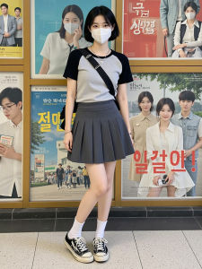 High Waist Pleated Mini Skirt Womens A-Line Skirt Slimming Short Skirt Casual Style Polyester Fiber Inner Lined Multi-Scenario Use