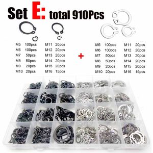 1Box GB894 M3 M4 to M20 Assortment Kit Black 65mn Stainless Steel Shaft Bearing Retaining Clip Snap Ring C Type External Circlip