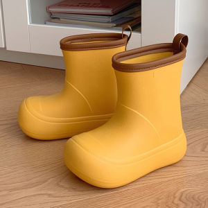 Anti-Slip Waterproof Mid-Calf Childrens Rain Boots Stripes Design Cute Fashionable Rain Shoes for Girls And Boys