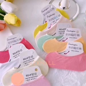 ZK MALL Korean Fashion Women Socks Low Cut Invisible Anti-Slip Ankle Sock Free Size (Fit till UK8) Elastic Super Soft Breathable Ladies Socking Ready Stock 100086