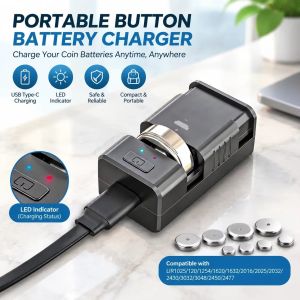 KEBIDUMEI 充电器 Universal Coin Lithium Battery Charger Button Battery Charger for LIR1025/120/1254/1620/1632/2016/2025/2032/2430/3032/3048/2450