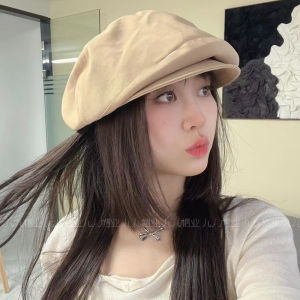 Beret Womens Cotton and Linen Retro Newsboy Cap Ins K-style Reverse Wear Peaked Cap Fashion All-Match Short Brim Painter Cap