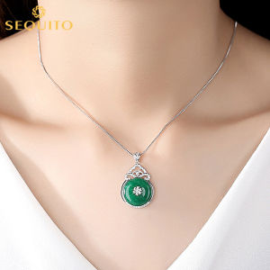 Sequito xanh tự nhiên Đá Quý thiết kế khoét lỗ Mặt dây chuyền Micro-Pave CZ tiệc cưới Đồ Trang Sức Quà Tặng Sn013