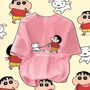 52TOYS | 2026 New Summer Crayon Shin Chan Creative Printed Fashion Womens T-shirt Pure Cotton Plus Size Loose Casual Short Sleeve Tops