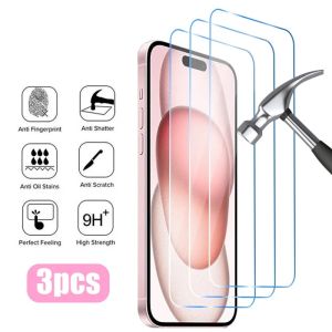 3PCS Protect Glass for iPhone 16 15 14 13 12 11 Pro Max XR X XS 17 Pro Max Screen Protector for iPhone 14 15 Plus 13 Mini Glass