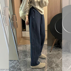 Loose Straight Leg Casual Pants Womens plus Size Spring Autumn Khaki Color Knife Edge Harem Trousers Slimming Sporty