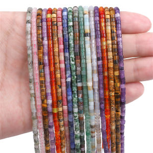 3x2mm Natural Stone Cylinder Tube Beads Tiger Eye Agate Quartz Aventurine Stone Beads for Necklace Bracelet DIY Jewelry Making 15" 38cm Approx 155pcs