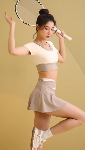 FUYOGI Yoga Skirts Quick Drying Anti-Exposure Shorts High Elastic Breathable Tennis Running Fitness