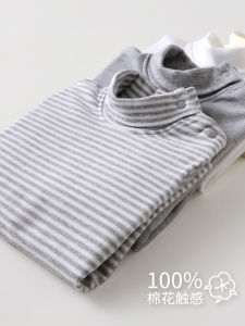 Pure Cotton High Neck Fleece Lined Base Layer Shirt for Boys And Girls Baby Warm Underwear Thermal Top Childrens Clothing