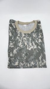 กีฬากลางแจ้งชายเสื้อยืดระบายอากาศ Camo ด่วนแห้ง O คอแขนสั้นด้านบนยุทธวิธีกองทัพพรางเดินป่า เสื้อยืด