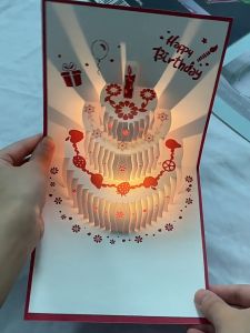 【ส่งใน24 ชม】การ์ดอวยพรวันเกิด3D ป๊อปอัพ มีไฟ Ledการ์ดวันเกิดป๊อปใช้สำหรับอวยพรวันเกิดBirthday card