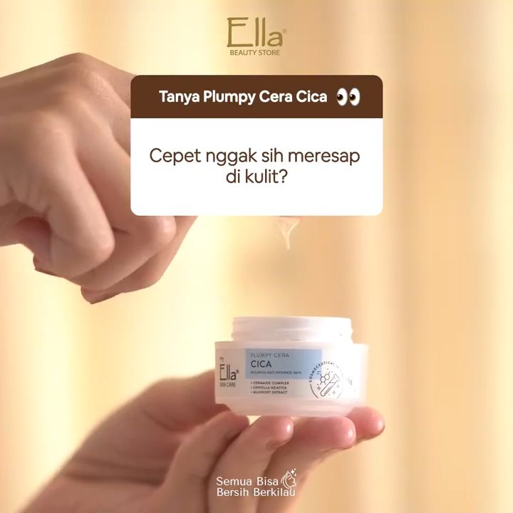 Ella Skincare Plumpy Cera Cica with Ceramide Complex, Mugwort, dan Centella Asiatica - Memperbaiki Skin Barrier