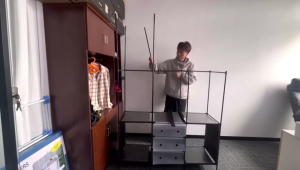 Modern floor standing dust-proof clothes hanger movable clothes hanger household storage rack