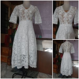 Full lace dress for any formal occasion and is best wear for civil wedding and any family/community gatherings. Short sleeve lace dress that is best fit for small to medium  body  built women.